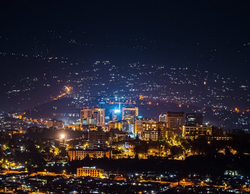 City lights at night from the hills