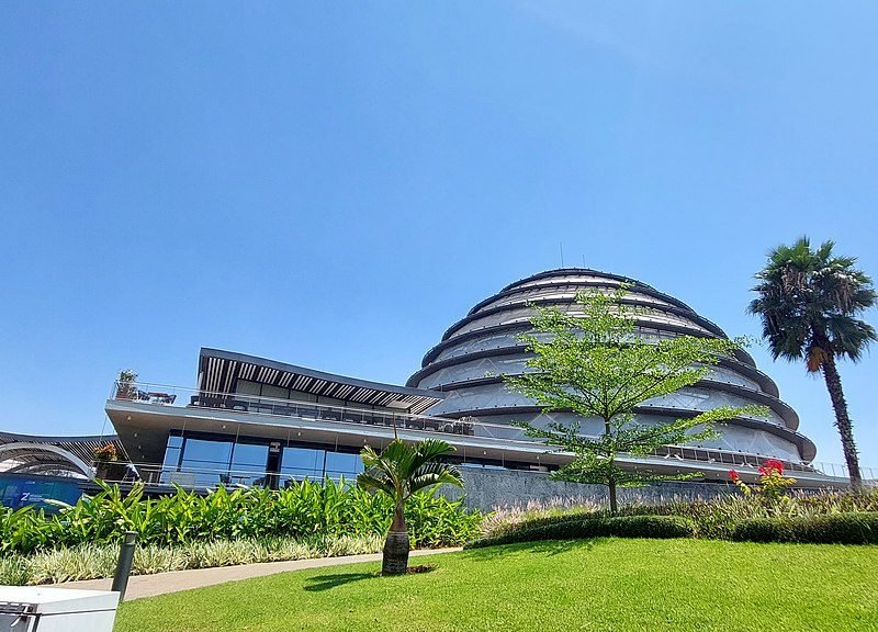 Convention centre dome under blue sky
