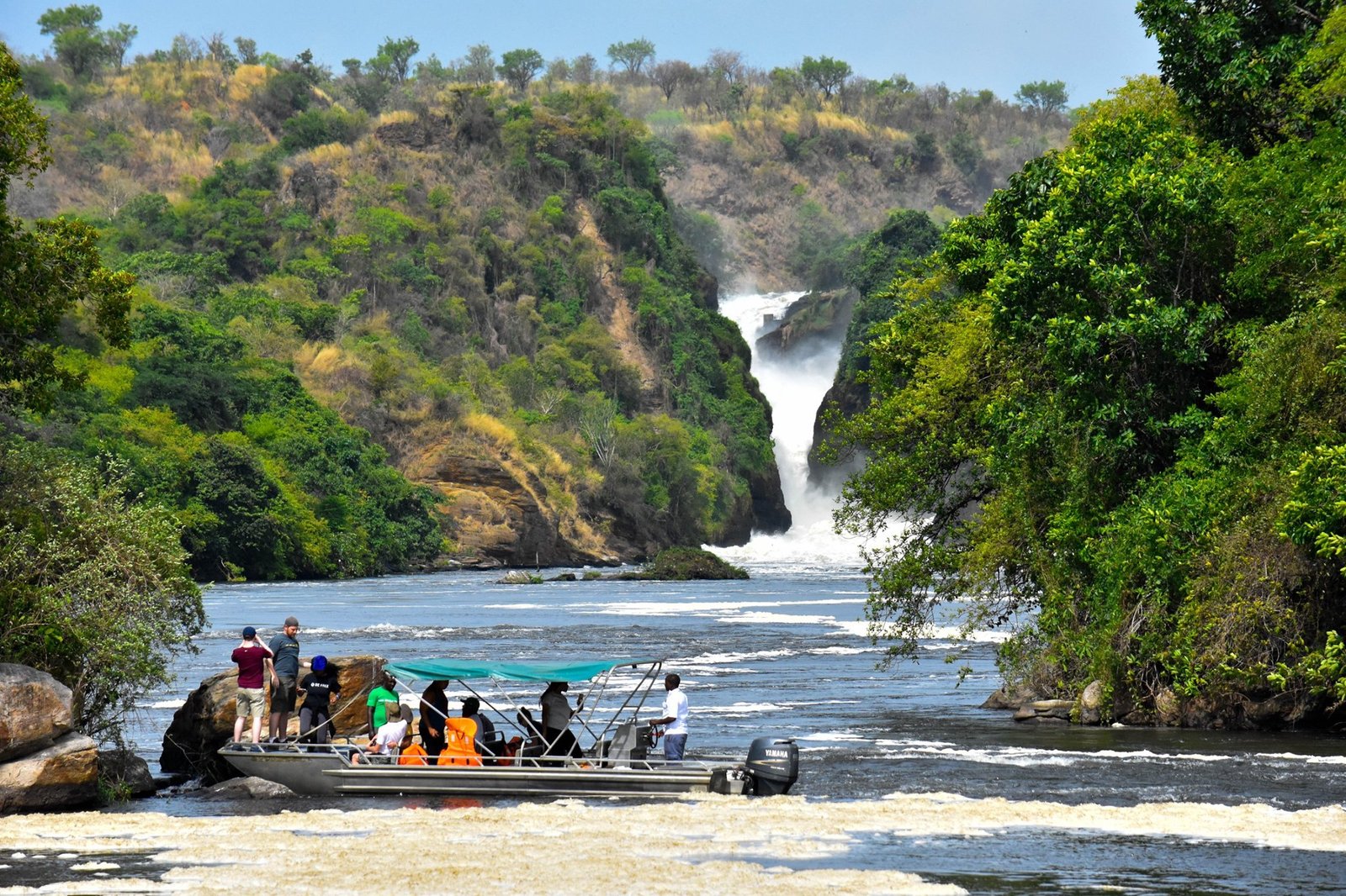 Falls boat cruise below the falls on the victoria nile